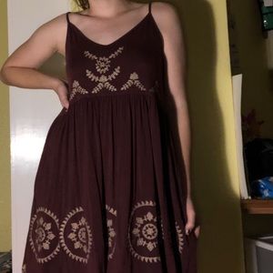 maroon dress with brown embroidery